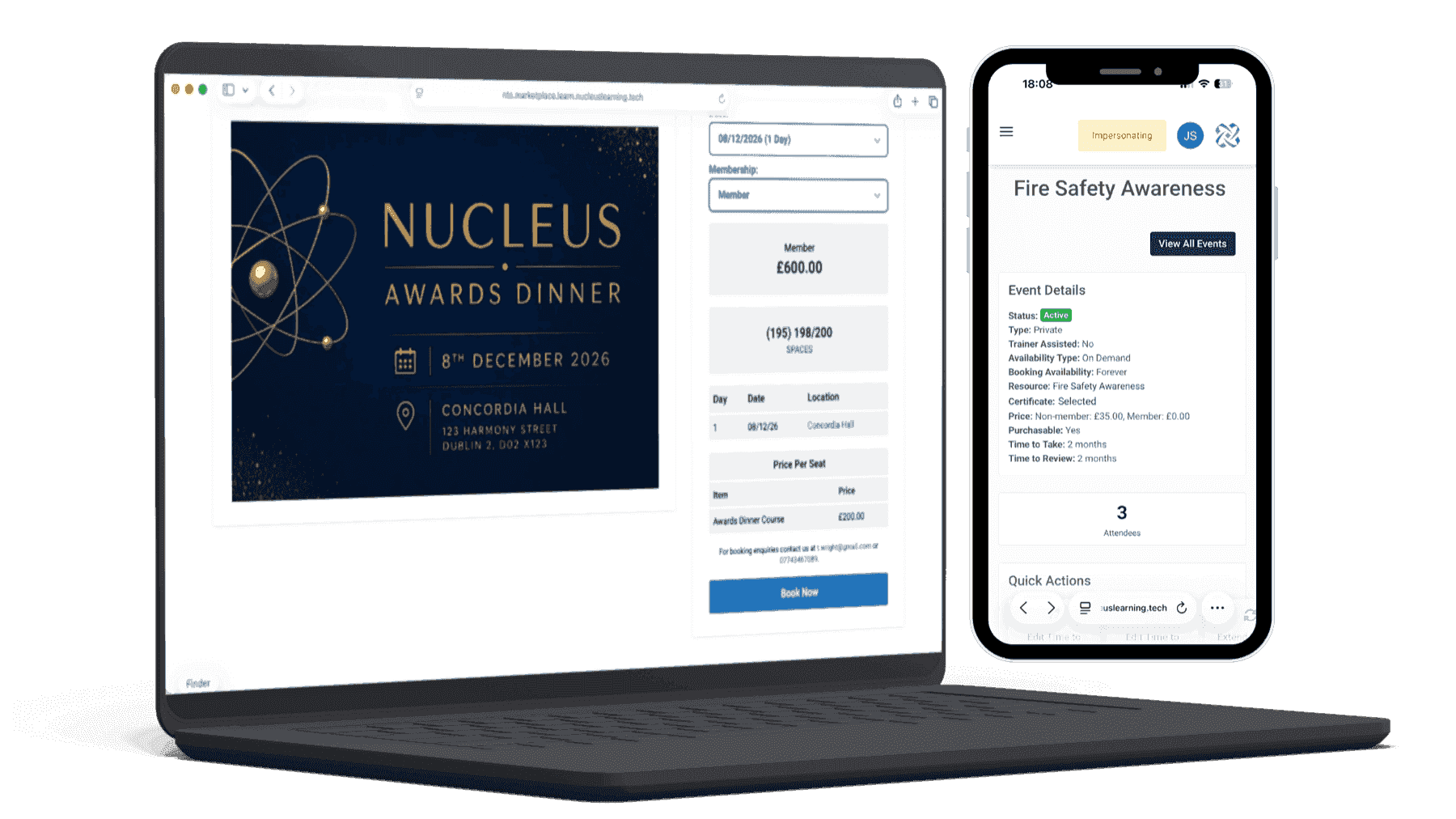Event Management & Ecommerce interface