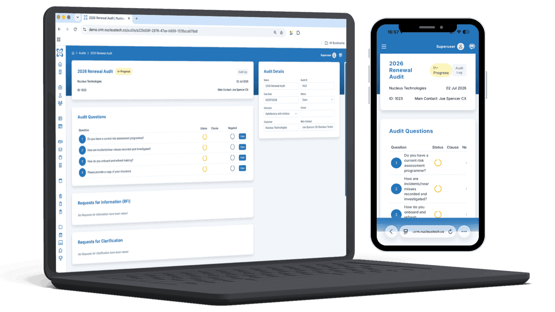 Audit & Compliance interface