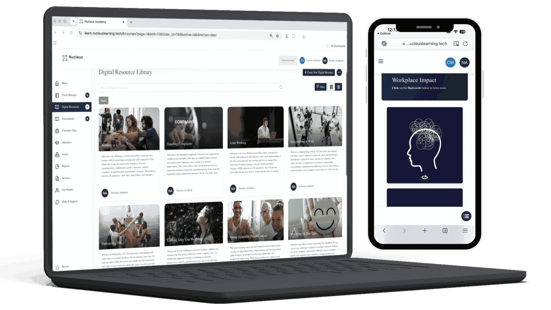 Learning, Assessment & Certification interface
